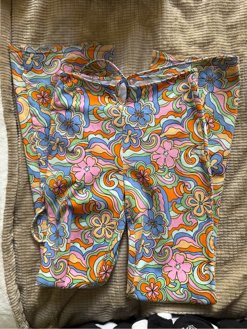 PacSun Girls' Retro Floral Multicolor Leggings - Pink Blue Orange Green Purple